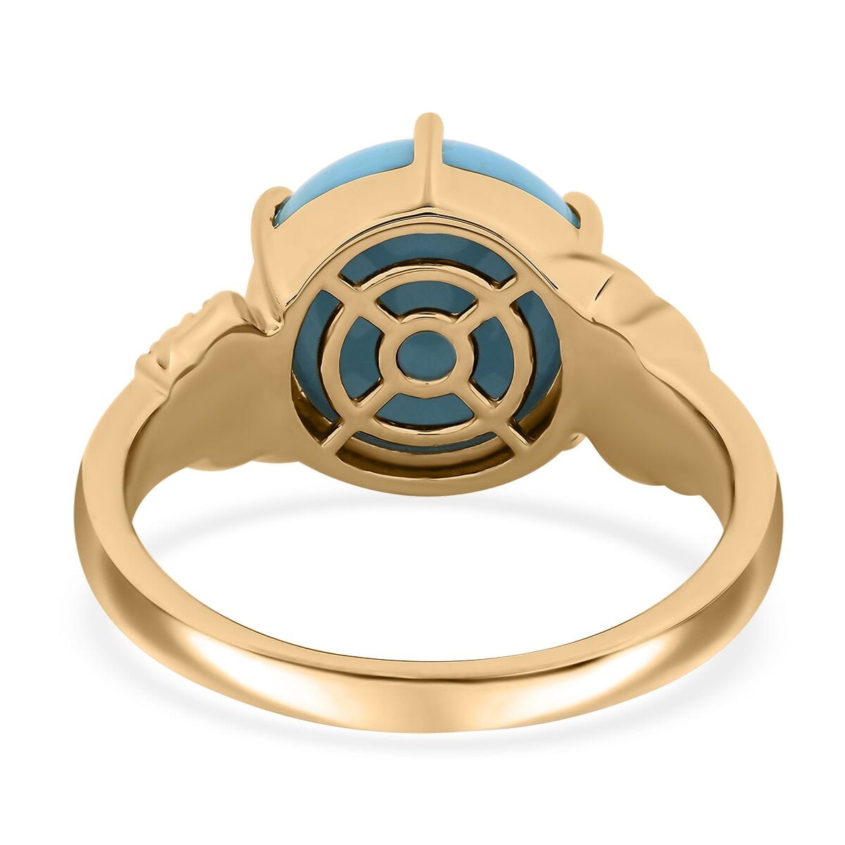 Certified & Appraised Luxoro AAA Sleeping Beauty Turquoise and I2 Diamond 4.50 ctw Ring in 10K Yellow Gold (Size 9.0) 4.10 Grams image number 4