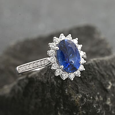 Certified & Appraised Rhapsody 950 Platinum AAAA Ceylon Blue Sapphire and E-F VS Diamond Ring (Size 10.0) 5.95 Grams 2.60 ctw