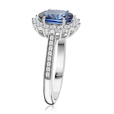 Certified & Appraised Rhapsody 950 Platinum AAAA Ceylon Blue Sapphire and E-F VS Diamond Ring (Size 10.0) 5.95 Grams 2.60 ctw
