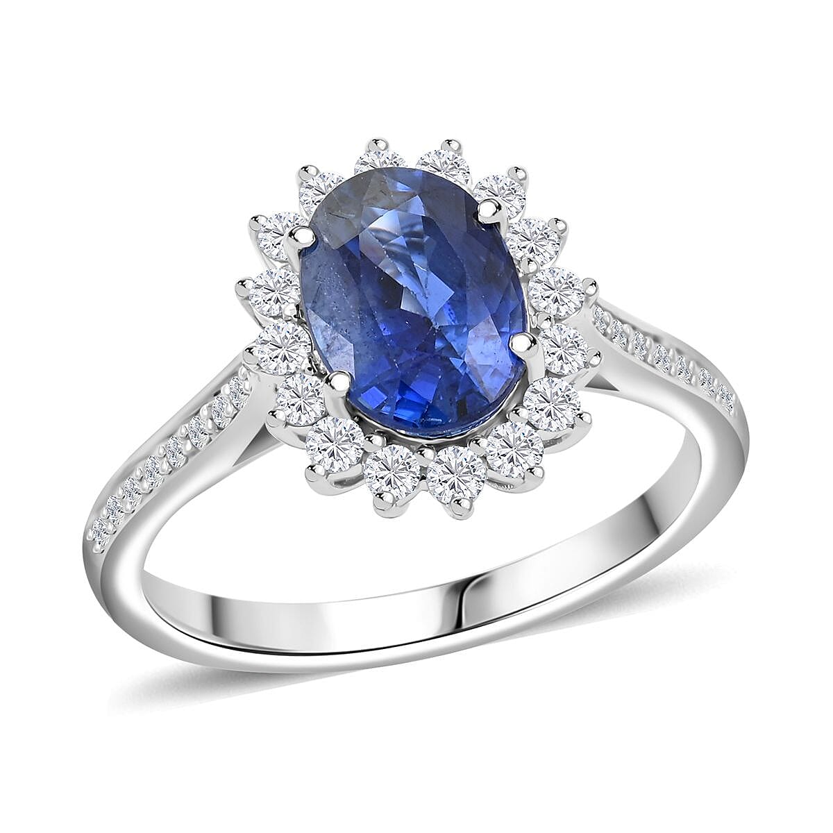 Certified & Appraised Rhapsody 950 Platinum AAAA Ceylon Blue Sapphire and E-F VS Diamond Ring (Size 8.5) 5.95 Grams 2.60 ctw image number 0