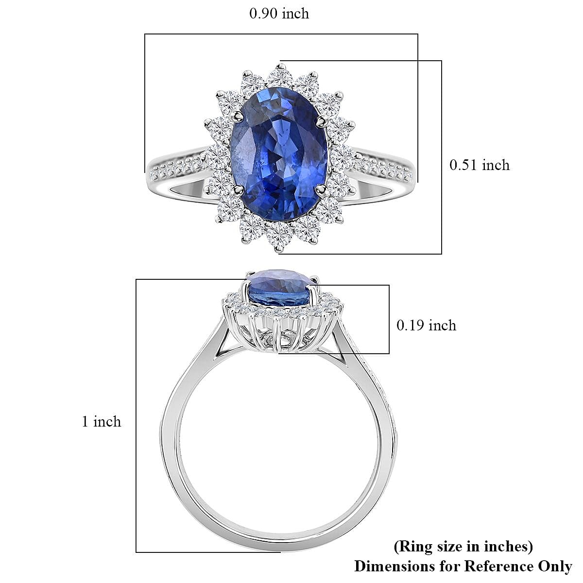 Certified & Appraised Rhapsody 950 Platinum AAAA Ceylon Blue Sapphire and E-F VS Diamond Ring (Size 8.5) 5.95 Grams 2.60 ctw image number 4