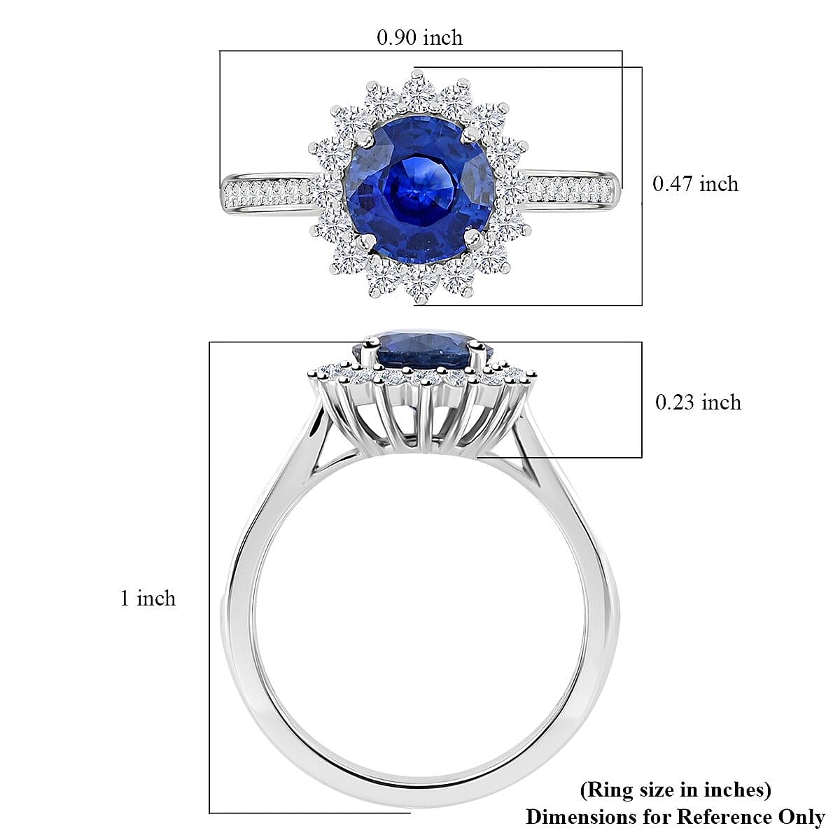 Certified & Appraised Rhapsody 950 Platinum AAAA Ceylon Blue Sapphire, Diamond (E-F, VS) (0.44 cts) Ring (Size 10.0) (5.66 g) 2.50 ctw