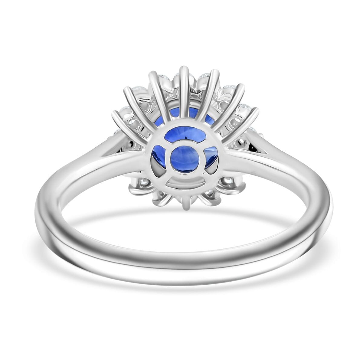 Certified & Appraised Rhapsody 950 Platinum AAAA Ceylon Blue Sapphire, Diamond (E-F, VS) (0.44 cts) Ring (Size 10.0) (5.66 g) 2.50 ctw image number 4