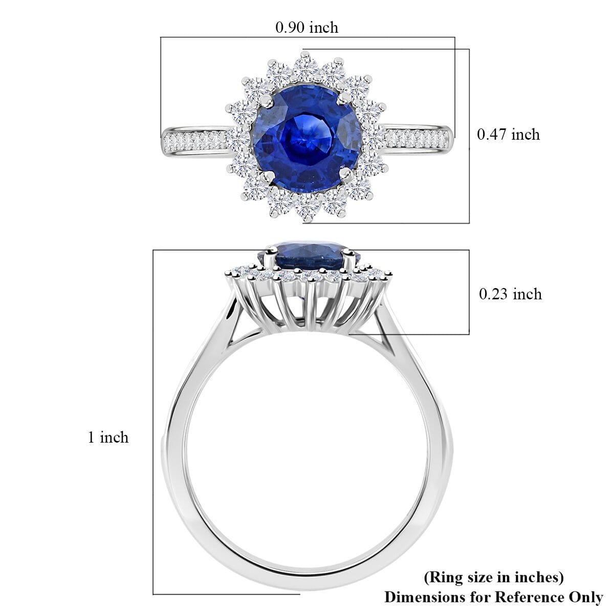Certified & Appraised Rhapsody 950 Platinum AAAA Ceylon Blue Sapphire, Diamond (E-F, VS) (0.44 cts) Ring (Size 10.0) (5.66 g) 2.50 ctw image number 5