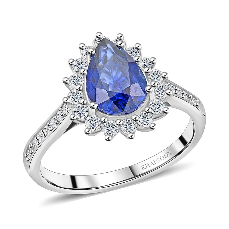 Certified & Appraised Rhapsody 950 Platinum AAAA Ceylon Blue Sapphire and E-F VS Diamond Ring (Size 10.0) 5.86 Grams 2.60 ctw