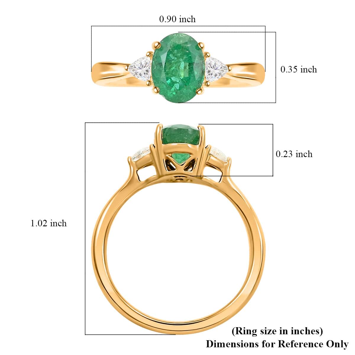 Certified & Appraised Iliana 18K Yellow Gold AAA Kagem Zambian Emerald and SI Diamond Ring (Size 10.0) 1.45 ctw image number 5