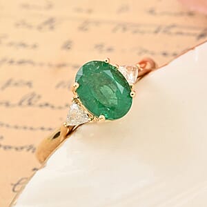 Certified & Appraised Iliana AAA Kagem Zambian Emerald and SI Diamond 1.45 ctw Ring in 18K Yellow Gold (Size 6.0)