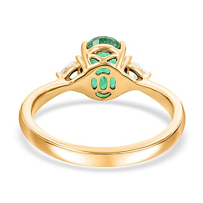 Certified & Appraised Iliana AAA Kagem Zambian Emerald and SI Diamond 1.45 ctw Ring in 18K Yellow Gold (Size 6.0)