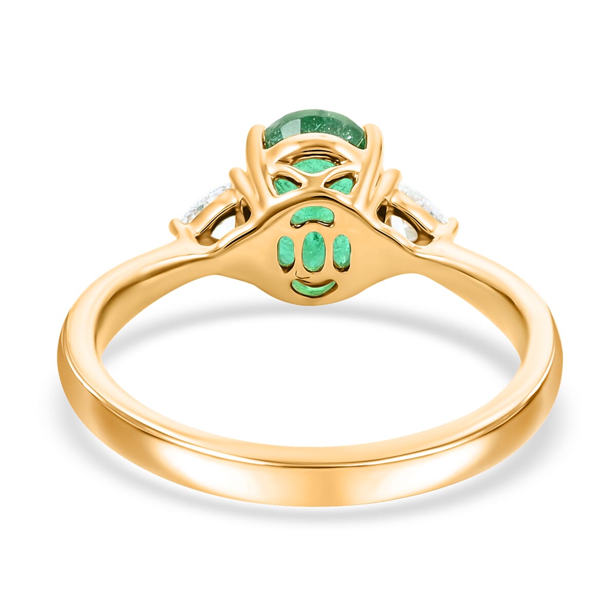 Certified & Appraised Iliana AAA Kagem Zambian Emerald and SI Diamond 1.45 ctw Ring in 18K Yellow Gold (Size 6.5) image number 4