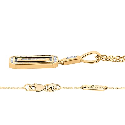 Clarte Black Tie Collection Moissanite and Black Enameled Pendant Necklace 18 Inches in Vermeil Yellow Gold Over Sterling Silver 0.40 ctw
