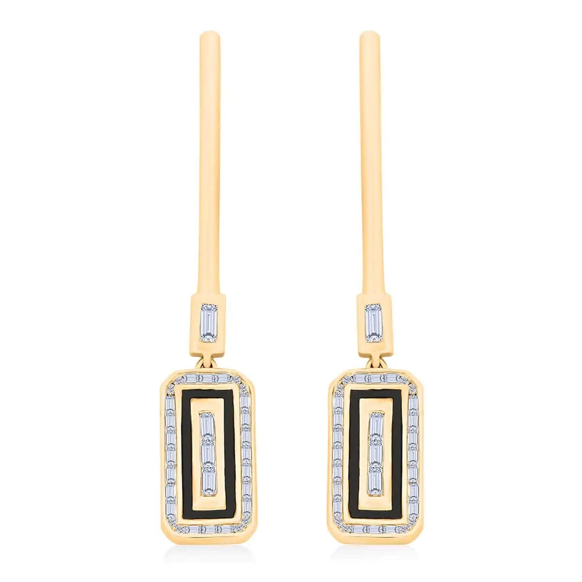 Clarte Black Tie Collection Moissanite and Black Enameled Earrings in Vermeil Yellow Gold Over Sterling Silver 0.80 ctw image number 0