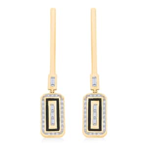 Clarte Black Tie Collection Moissanite and Black Enameled Earrings in Vermeil Yellow Gold Over Sterling Silver 0.80 ctw