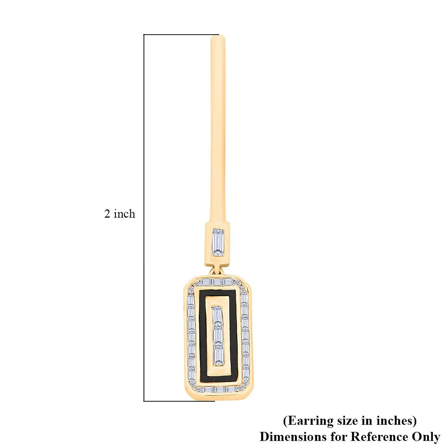 Clarte Black Tie Collection Moissanite and Black Enameled Earrings in Vermeil Yellow Gold Over Sterling Silver 0.80 ctw