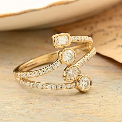 Clarte Celeste Collection Moissanite Ring in Vermeil Yellow Gold Over Sterling Silver (Size 10.0) 0.60 ctw