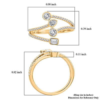 Clarte Celeste Collection Moissanite Ring in Vermeil Yellow Gold Over Sterling Silver (Size 10.0) 0.60 ctw