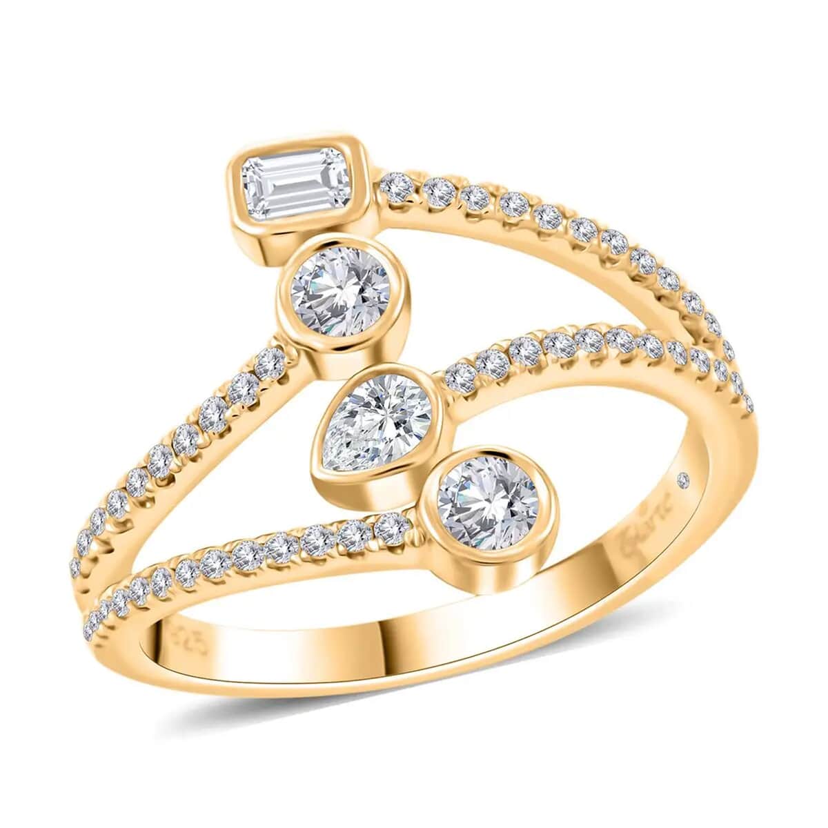 Clarte Celeste Collection Moissanite Ring in Vermeil Yellow Gold Over Sterling Silver (Size 5.0) 0.60 ctw image number 0