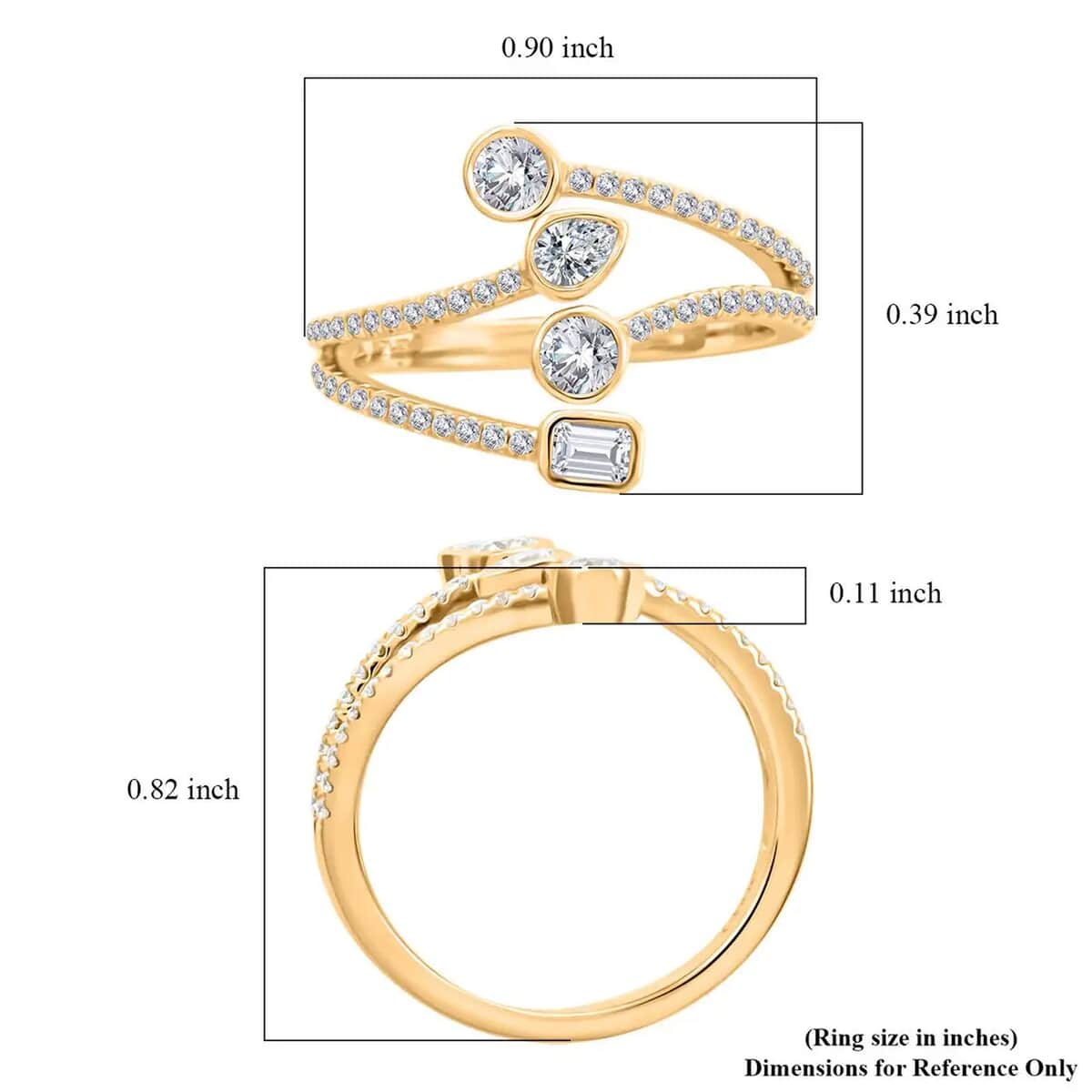 Clarte Celeste Collection Moissanite Ring in Vermeil Yellow Gold Over Sterling Silver (Size 5.0) 0.60 ctw image number 6