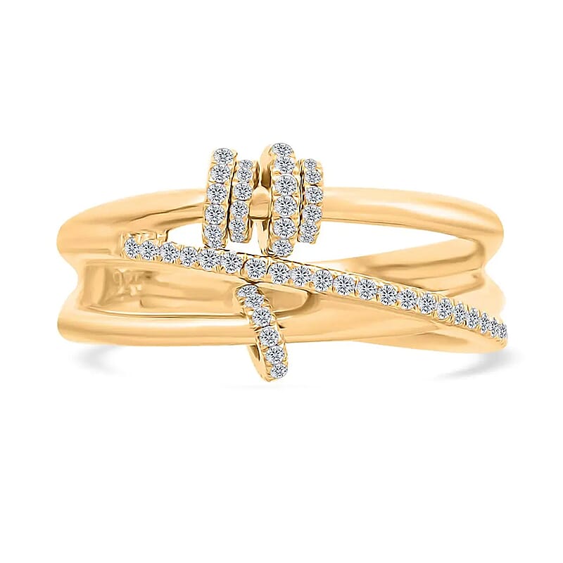 Clarte Lacet Collection Moissanite Ring in Vermeil Yellow Gold Over Sterling Silver (Size 10.0) 0.40 ctw