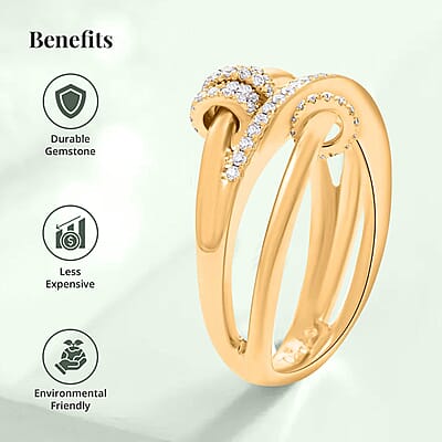 Clarte Lacet Collection Moissanite Ring in Vermeil Yellow Gold Over Sterling Silver (Size 10.0) 0.40 ctw