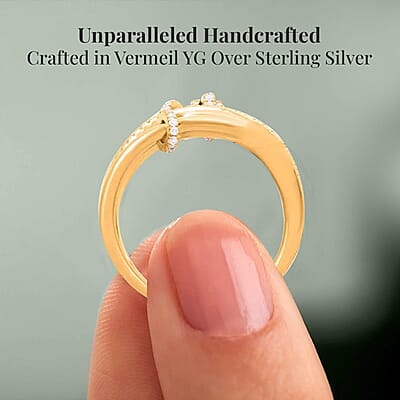 Clarte Lacet Collection Moissanite Ring in Vermeil Yellow Gold Over Sterling Silver (Size 10.0) 0.40 ctw