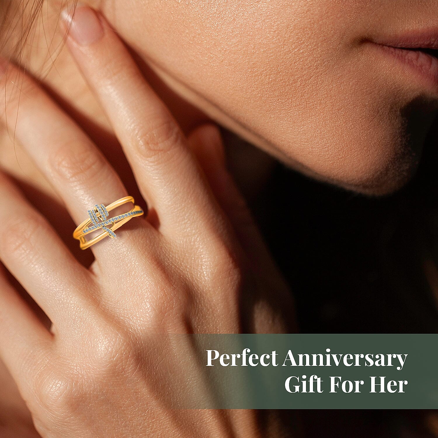 Clarte Lacet Collection Moissanite Ring in Vermeil Yellow Gold Over Sterling Silver (Size 10.0) 0.40 ctw