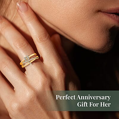 Clarte Lacet Collection Moissanite Ring in Vermeil Yellow Gold Over Sterling Silver (Size 10.0) 0.40 ctw