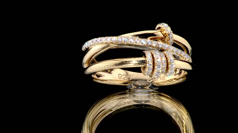 Clarte Lacet Collection Moissanite Ring in Vermeil Yellow Gold Over Sterling Silver (Size 10.0) 0.40 ctw