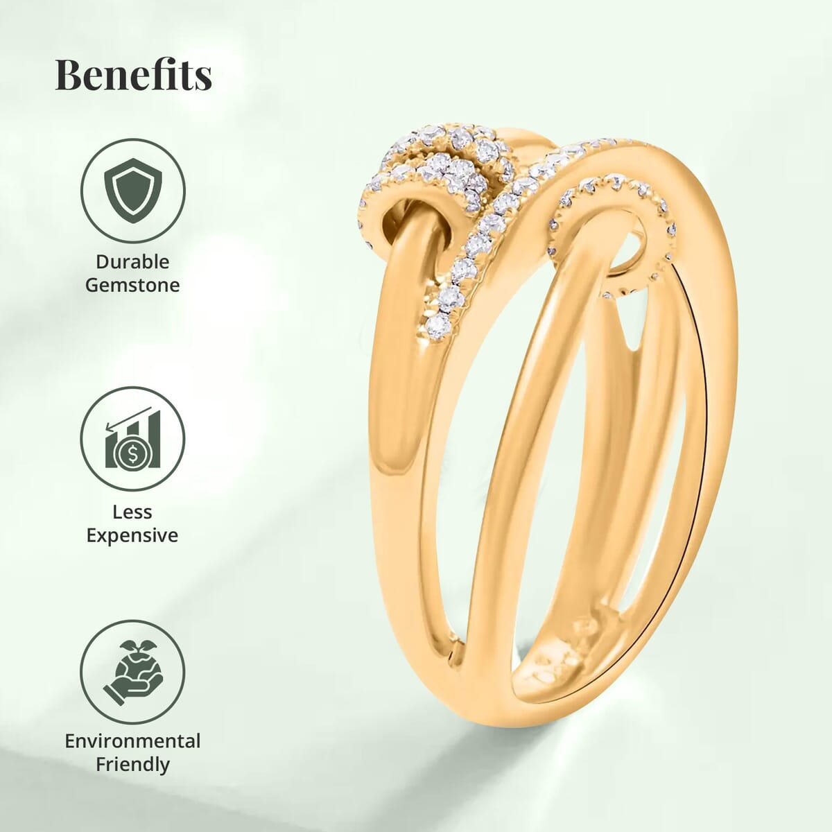 Clarte Lacet Collection Moissanite Ring in Vermeil Yellow Gold Over Sterling Silver (Size 6.0) 0.40 ctw image number 3