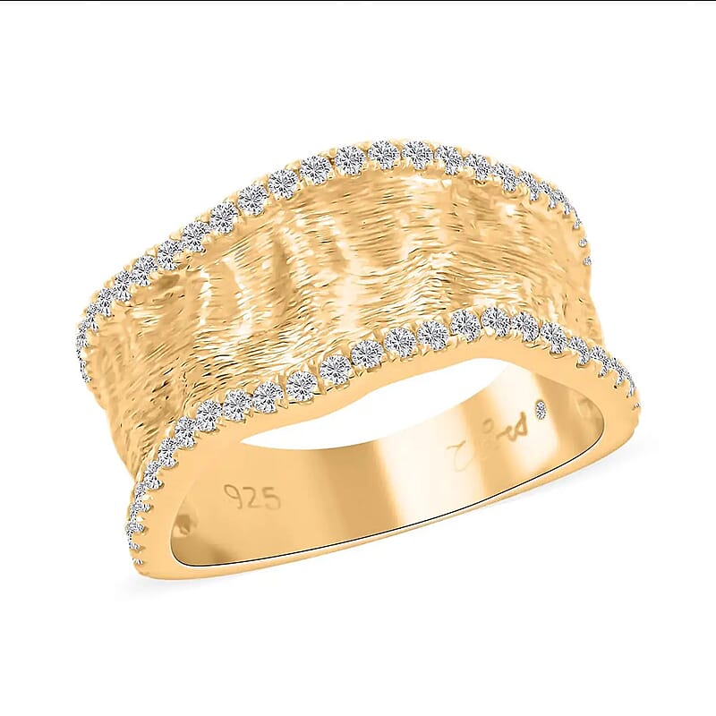 Clarte Sable Collection Moissanite 0.50 ctw Ring in Vermeil Yellow Gold Over Sterling Silver (Size 10.0) 