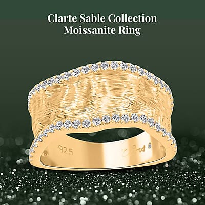 Clarte Sable Collection Moissanite 0.50 ctw Ring in Vermeil Yellow Gold Over Sterling Silver (Size 10.0) 