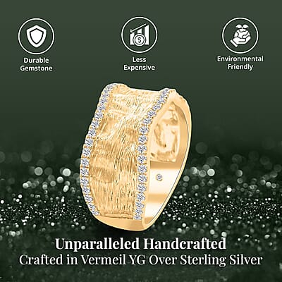 Clarte Sable Collection Moissanite 0.50 ctw Ring in Vermeil Yellow Gold Over Sterling Silver (Size 10.0) 