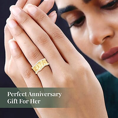 Clarte Sable Collection Moissanite 0.50 ctw Ring in Vermeil Yellow Gold Over Sterling Silver (Size 10.0) 