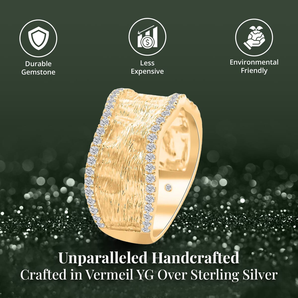 Clarte Sable Collection Moissanite 0.50 ctw Ring in Vermeil Yellow Gold Over Sterling Silver (Size 6.0)  image number 3