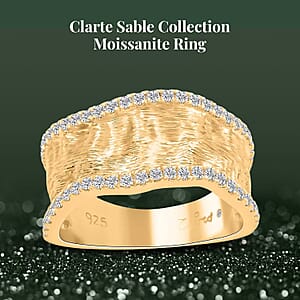 Clarte Sable Collection Moissanite 0.50 ctw Ring in Vermeil Yellow Gold Over Sterling Silver (Size 7.0) 