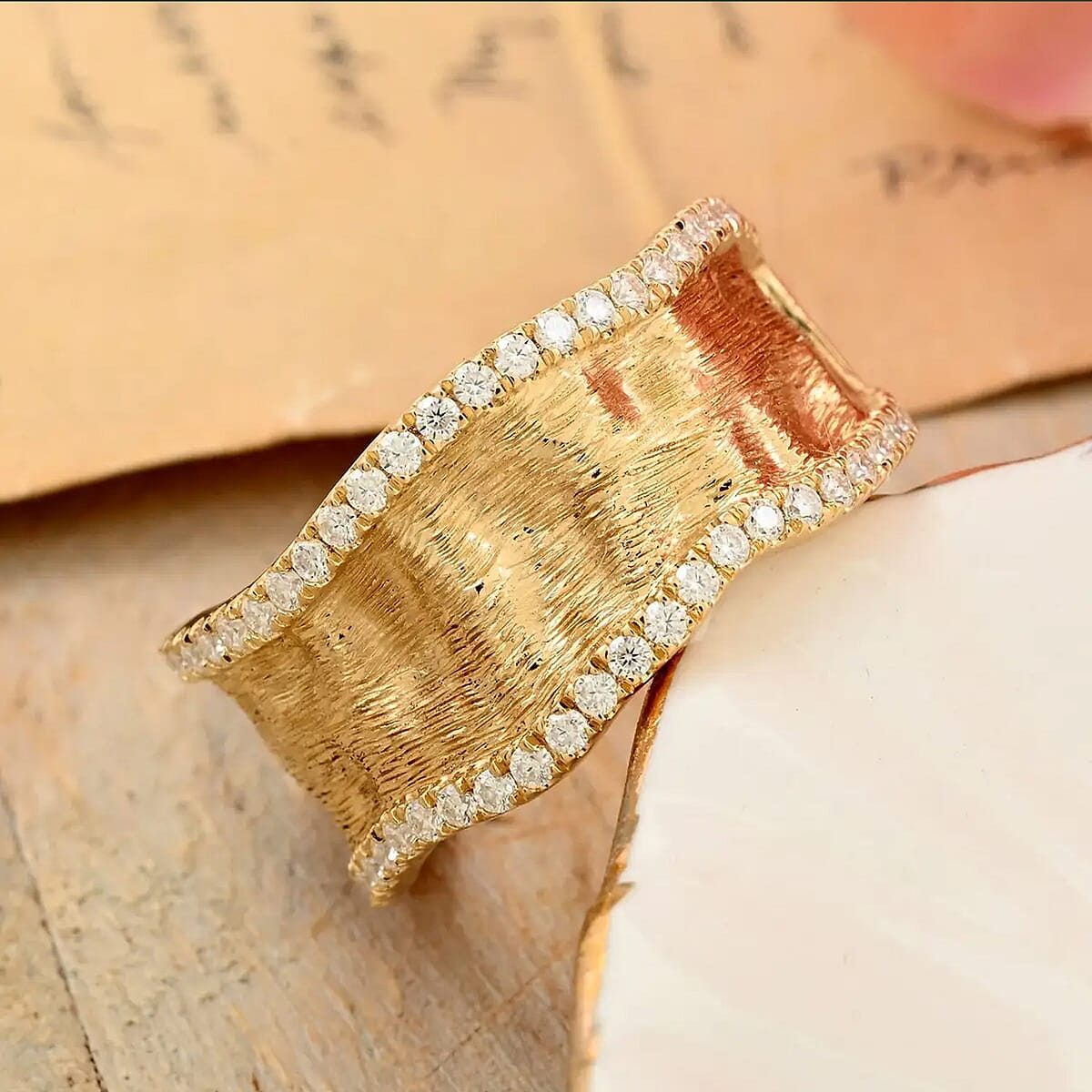 Clarte Sable Collection Moissanite 0.50 ctw Ring in Vermeil Yellow Gold Over Sterling Silver (Size 8.0)  image number 1