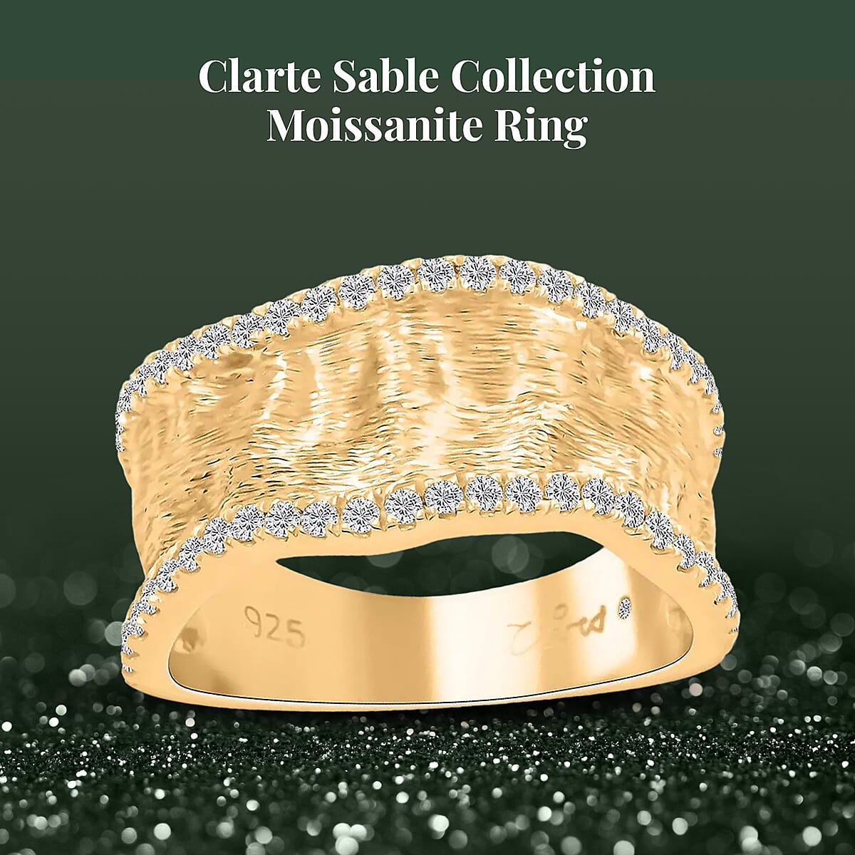 Clarte Sable Collection Moissanite 0.50 ctw Ring in Vermeil Yellow Gold Over Sterling Silver (Size 8.0)  image number 2