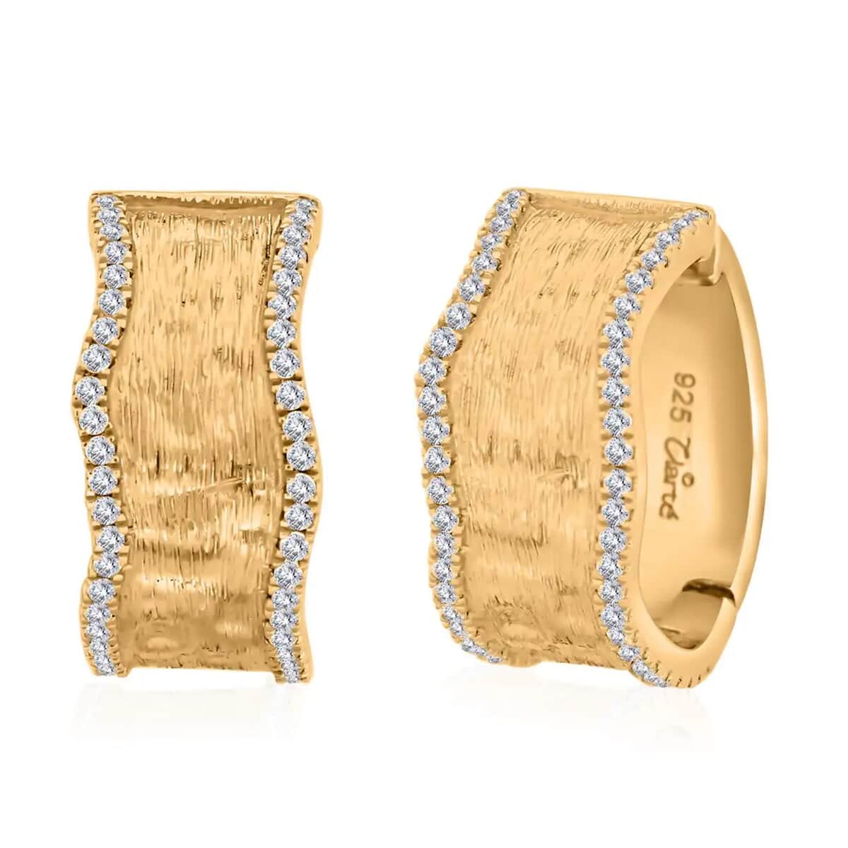 Clarte Sable Collection Moissanite Hoop Earrings in Vermeil Yellow Gold Over Sterling Silver 0.80 ctw image number 0