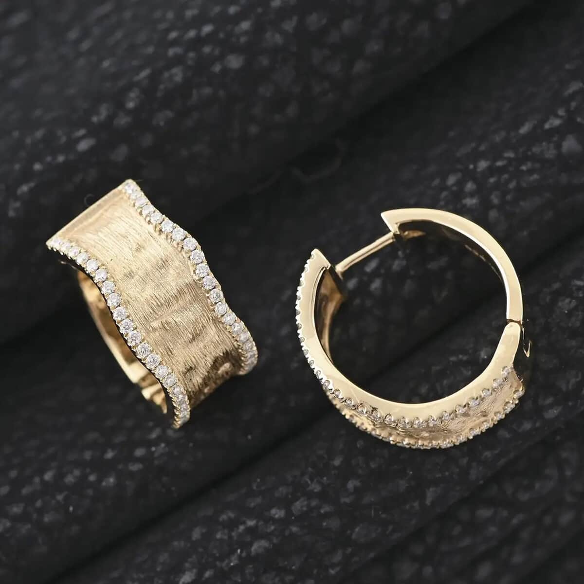 Clarte Sable Collection Moissanite Hoop Earrings in Vermeil Yellow Gold Over Sterling Silver 0.80 ctw image number 1