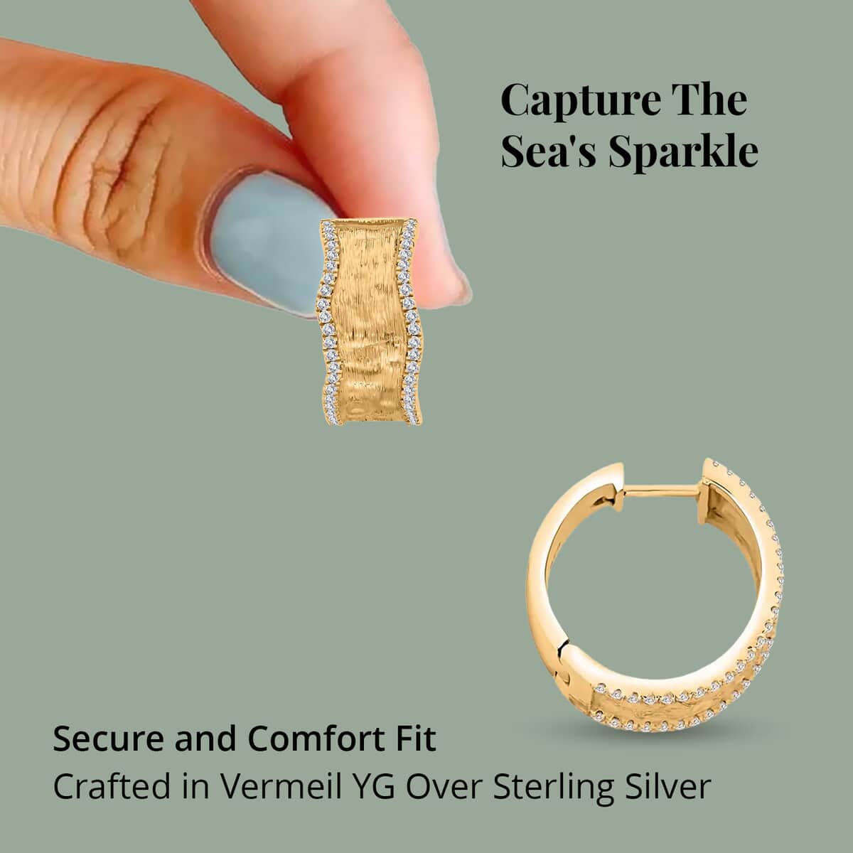 Clarte Sable Collection Moissanite Hoop Earrings in Vermeil Yellow Gold Over Sterling Silver 0.80 ctw image number 3