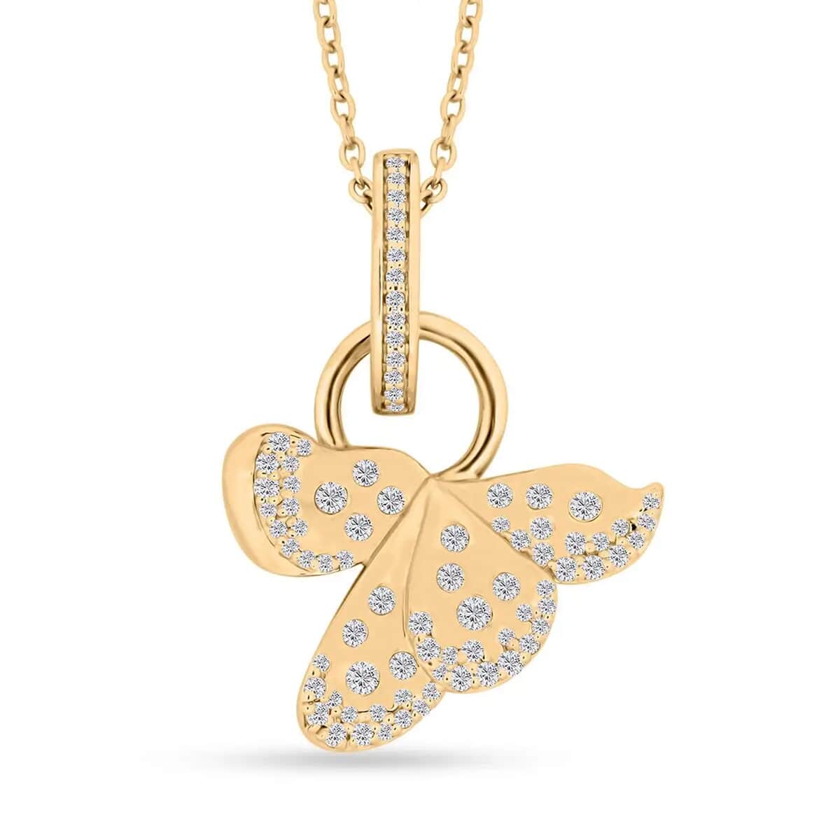 Clarte La Fleur Collection Moissanite Pendant Necklace 18 Inches in Vermeil Yellow Gold Over Sterling Silver 0.40 ctw image number 0