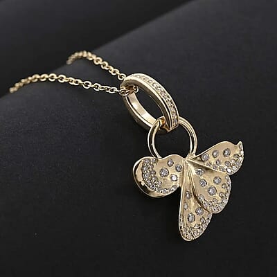 Clarte La Fleur Collection Moissanite Pendant Necklace 18 Inches in Vermeil Yellow Gold Over Sterling Silver 0.40 ctw