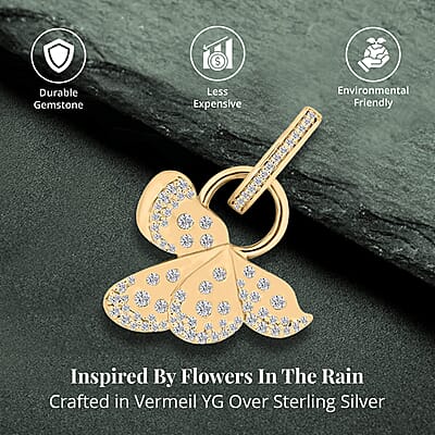 Clarte La Fleur Collection Moissanite Pendant Necklace 18 Inches in Vermeil Yellow Gold Over Sterling Silver 0.40 ctw