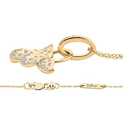 Clarte La Fleur Collection Moissanite Pendant Necklace 18 Inches in Vermeil Yellow Gold Over Sterling Silver 0.40 ctw