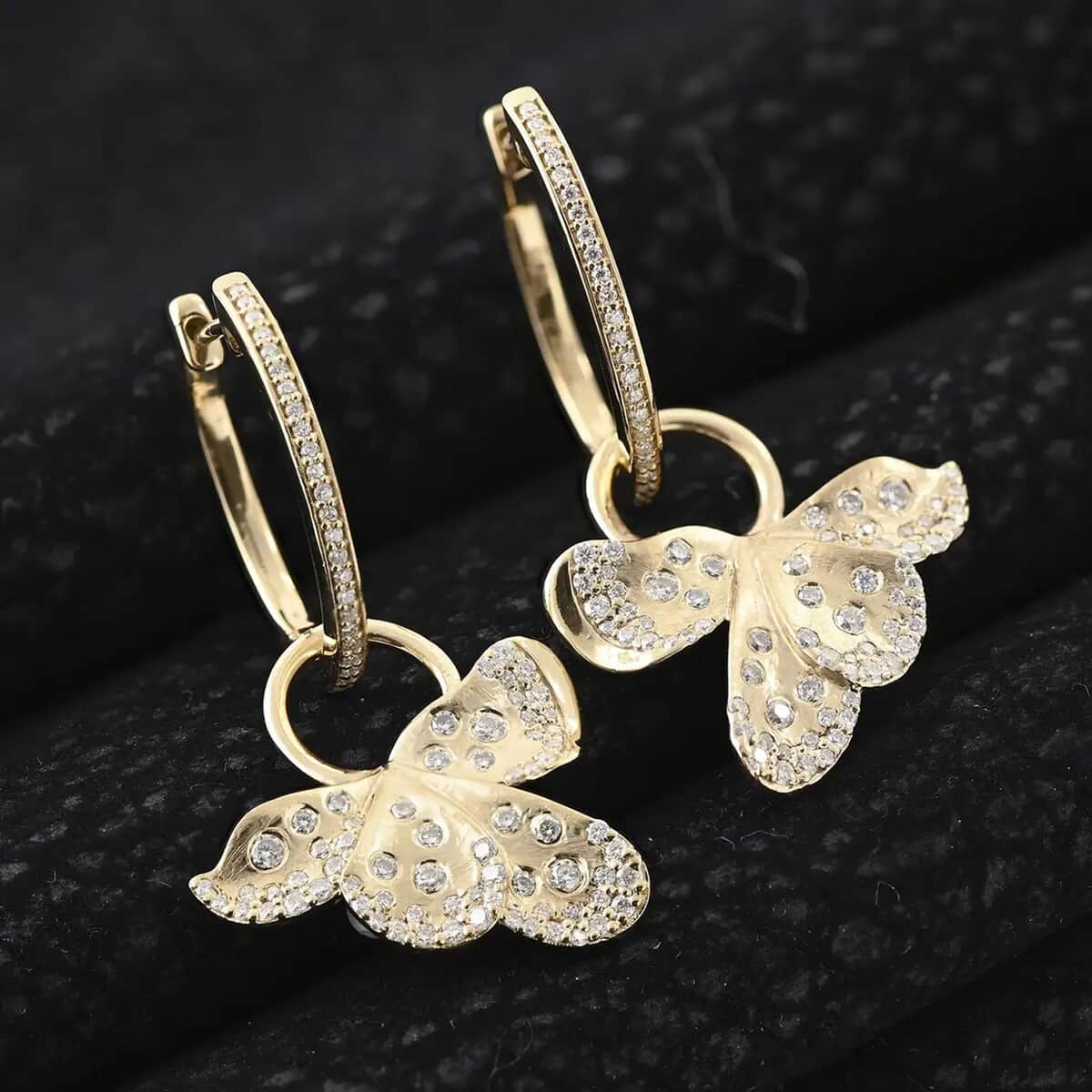 Clarte La Fleur Collection Moissanite Earrings in Vermeil Yellow Gold Over Sterling Silver 0.90 ctw image number 1