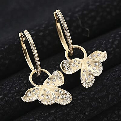 Clarte La Fleur Collection Moissanite Earrings in Vermeil Yellow Gold Over Sterling Silver 0.90 ctw
