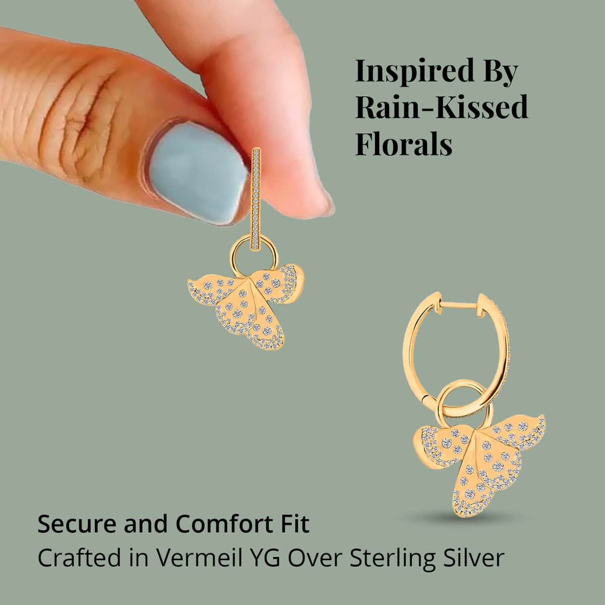 Clarte La Fleur Collection Moissanite Earrings in Vermeil Yellow Gold Over Sterling Silver 0.90 ctw image number 3