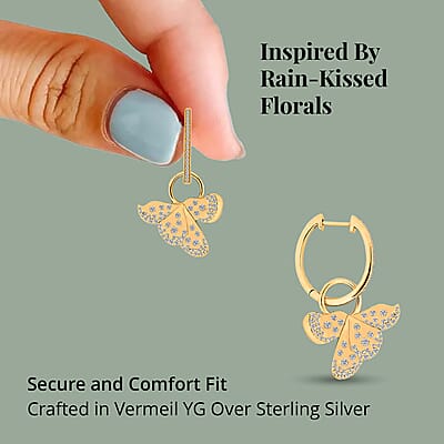 Clarte La Fleur Collection Moissanite Earrings in Vermeil Yellow Gold Over Sterling Silver 0.90 ctw