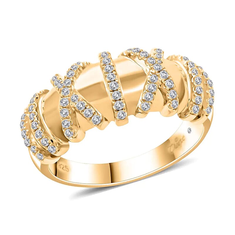 Clarte Gloria Collection Moissanite Ring in Vermeil Yellow Gold Over Sterling Silver (Size 10.0) 0.40 ctw