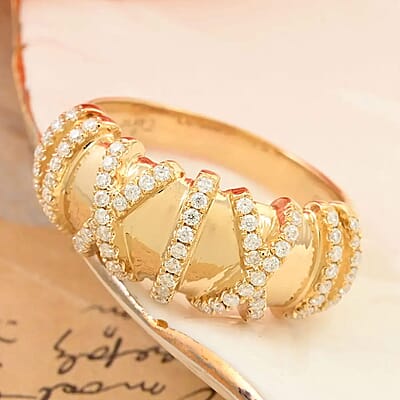 Clarte Gloria Collection Moissanite Ring in Vermeil Yellow Gold Over Sterling Silver (Size 10.0) 0.40 ctw