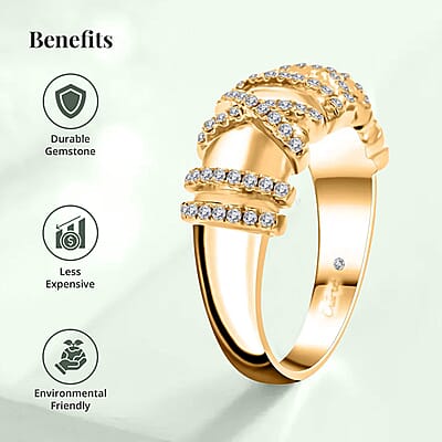 Clarte Gloria Collection Moissanite Ring in Vermeil Yellow Gold Over Sterling Silver (Size 10.0) 0.40 ctw